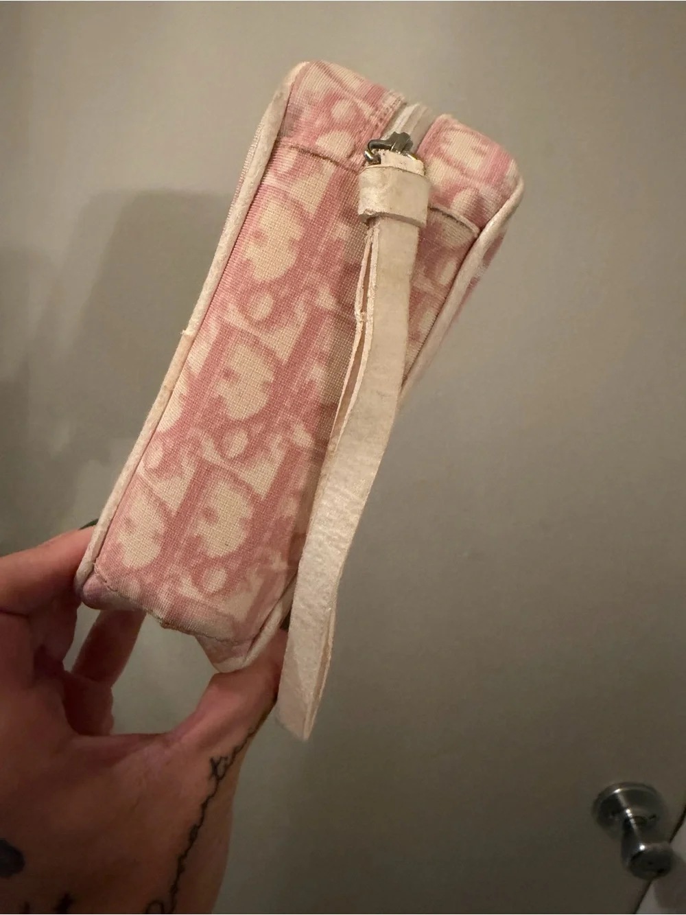 Vintage Dior Pink Patterned Wristlet Pouch